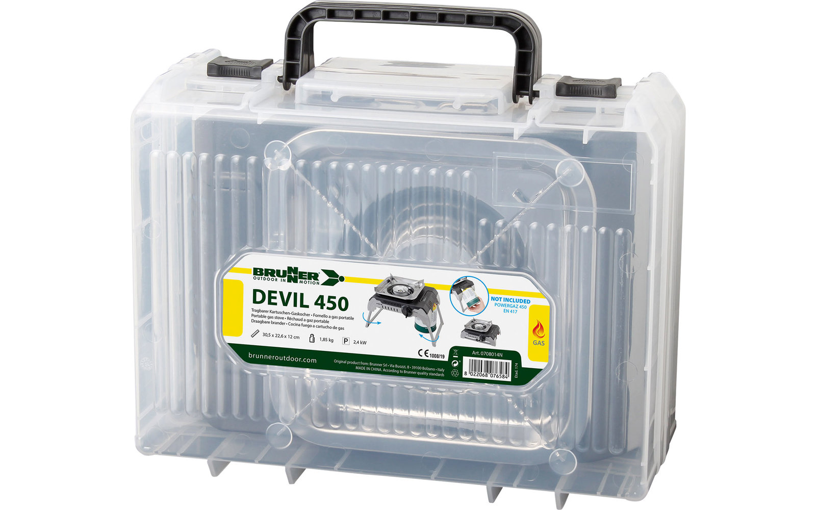 Brunner Devil 450 1-flammiger Kartuschen-Gaskocher inkl. Transportkoffer