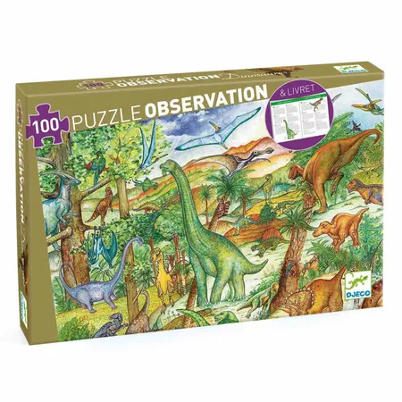 Djeco Wimmelpuzzle: Dinosaurier, 100 Teile