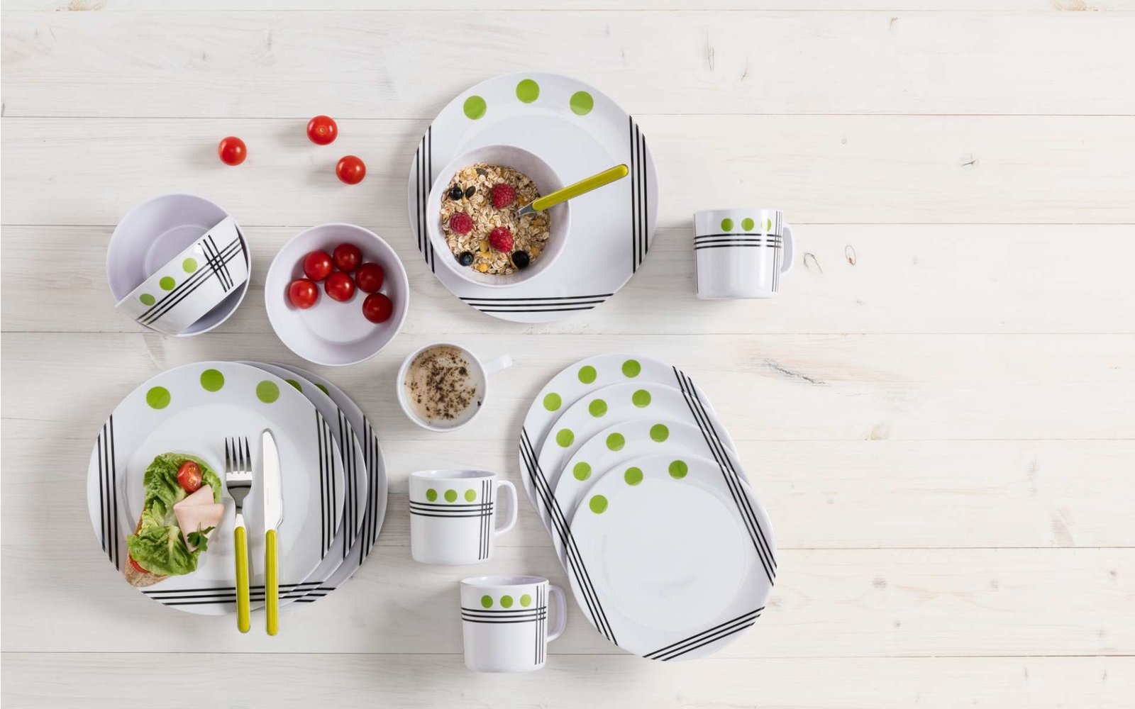 Berger Dots Melamin Geschirr-Set 16 teilig rot