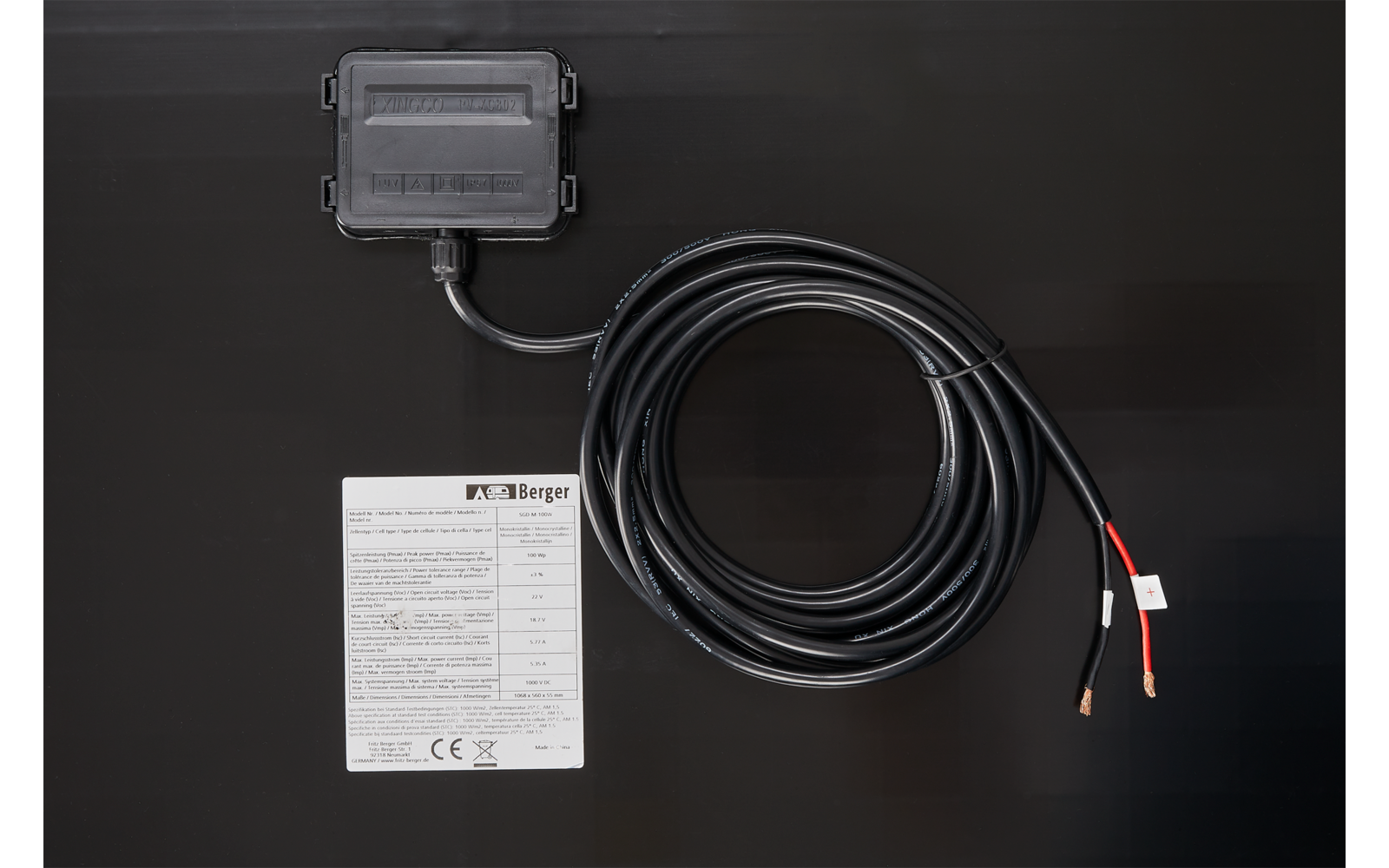 Berger Deluxe Solarpanel für Kastenwägen 18,7 V / 100 W