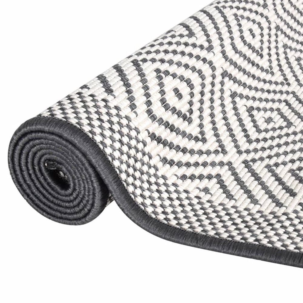 Tapis d'extérieur gris et blanc 100x200 cm design réversible