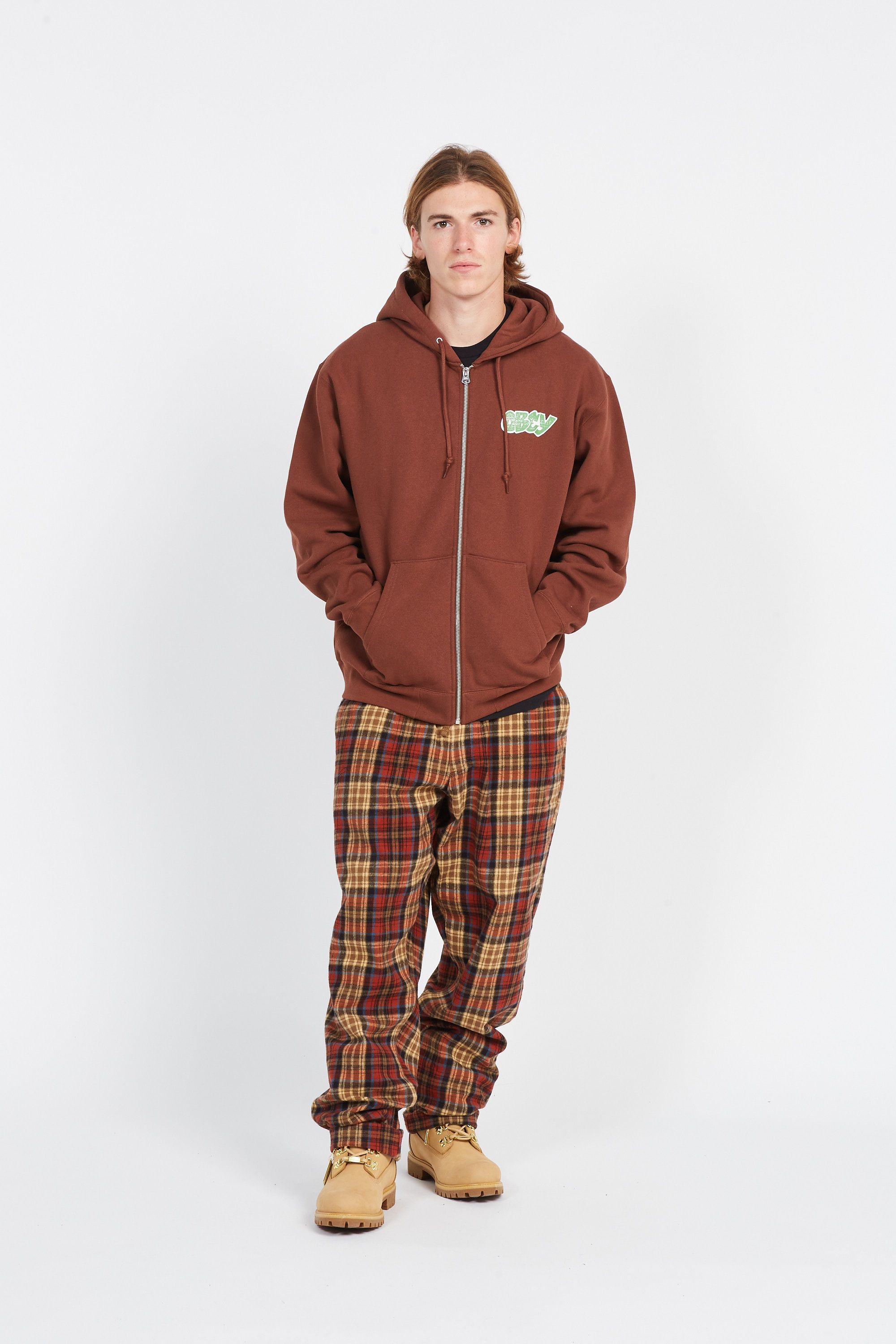 OBEY Sweatshirt zippé CITY WATCH DOG Z Marron