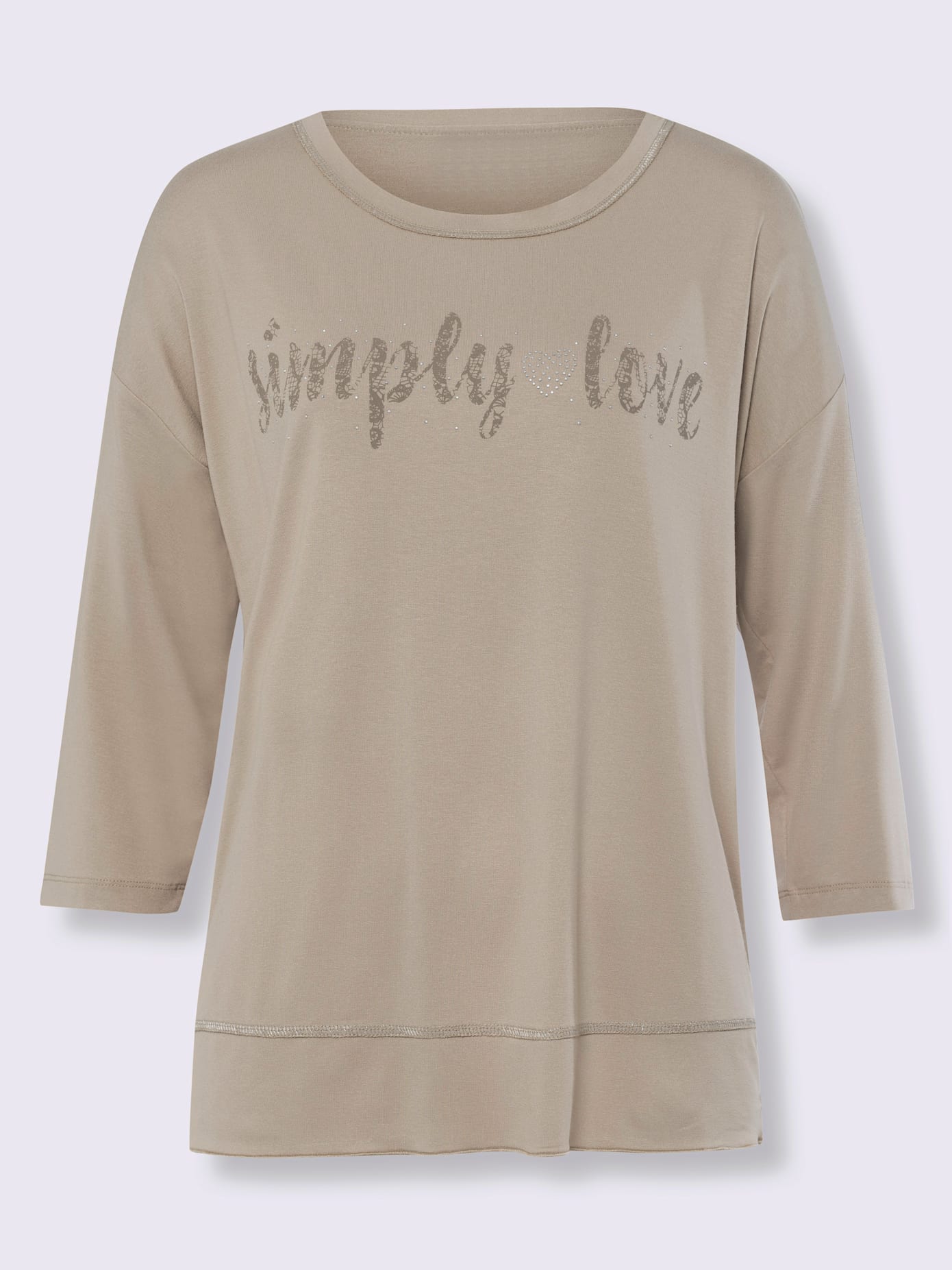 T-shirt inscription avec petites pierres brillantes fantaisie