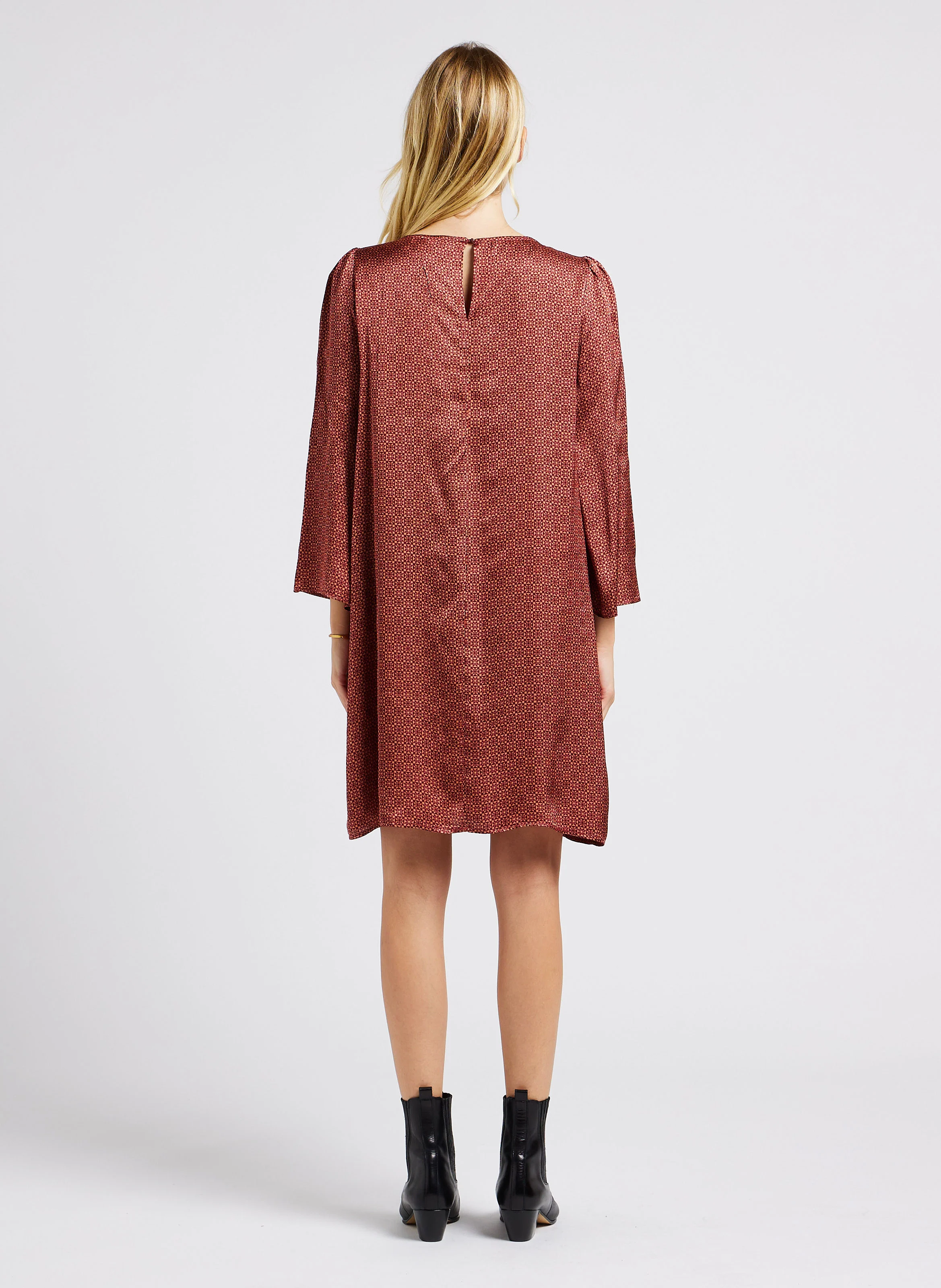 LUCIE - Robe col rond imprimée | Doré