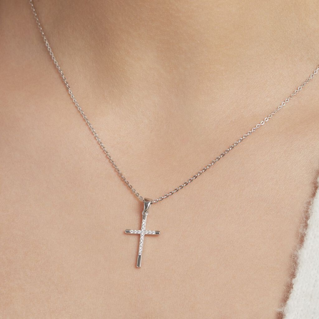 Collier Chirsta Argent Blanc Oxyde De Zirconium