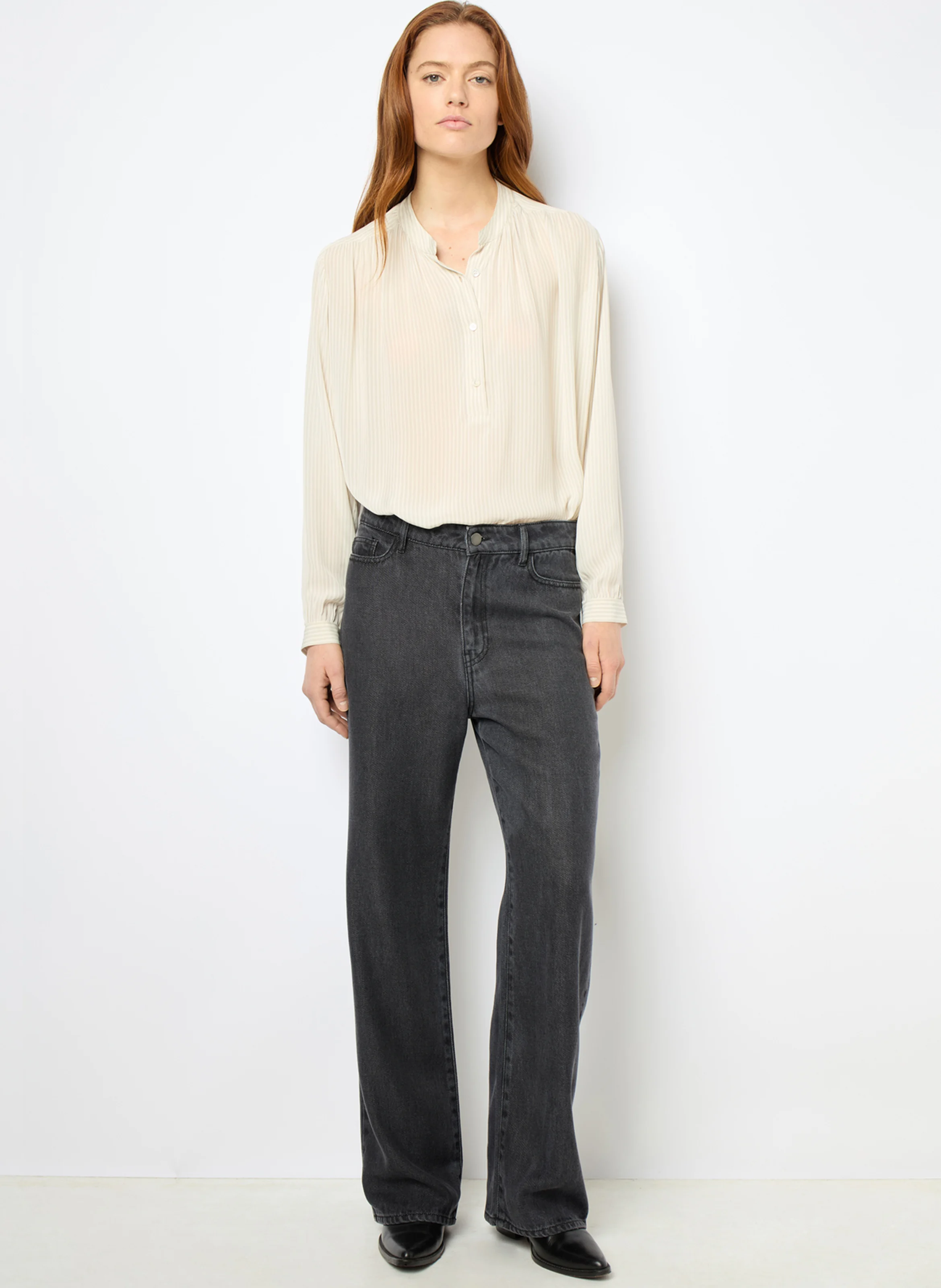 NIOTA - Jean flare en denim délavé | Gris