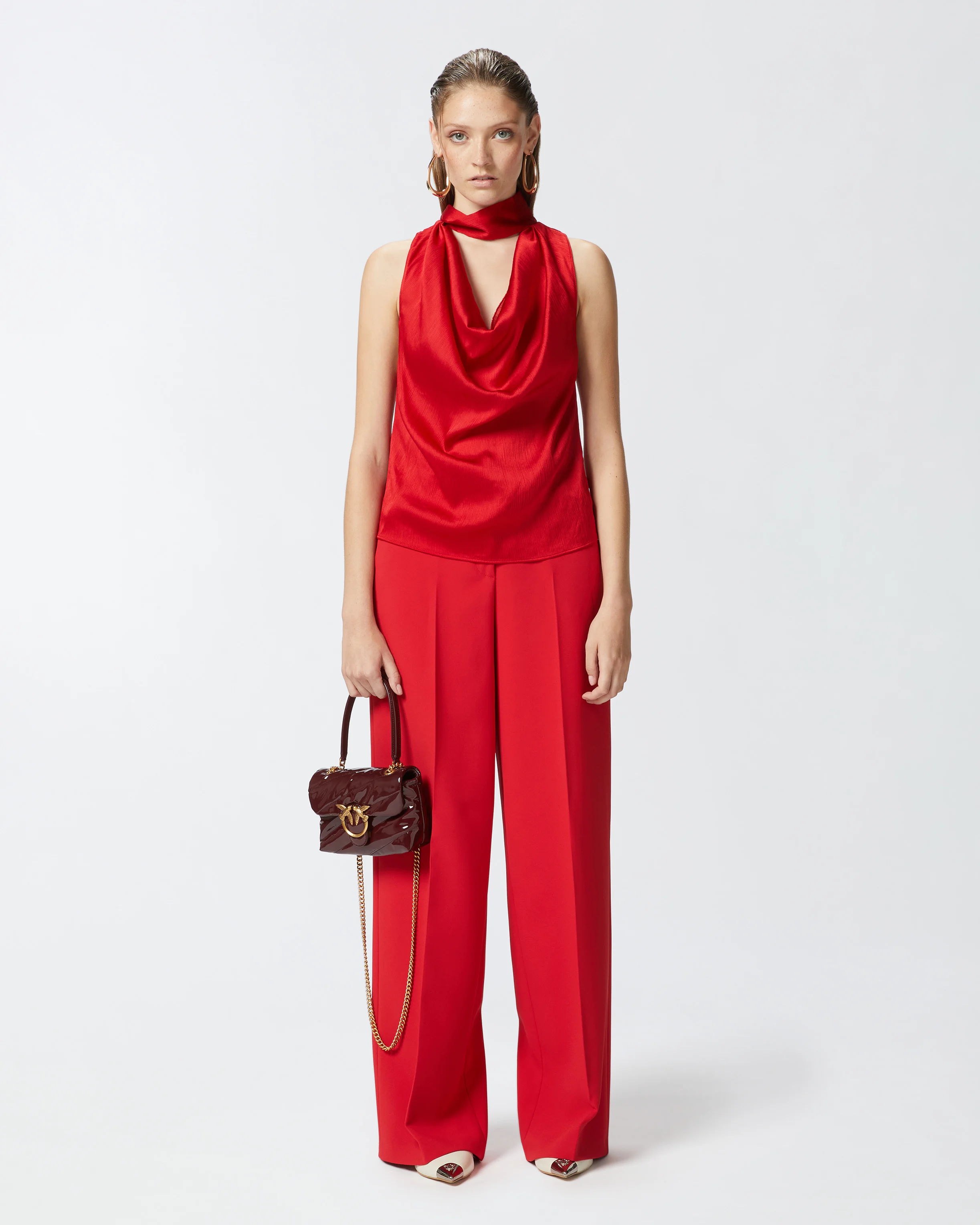 Pantalon palazzo élégant | Rouge