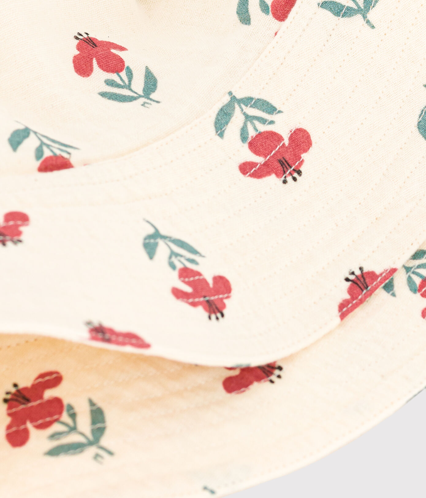 Capeline fleurs enfant fille en gaze de coton