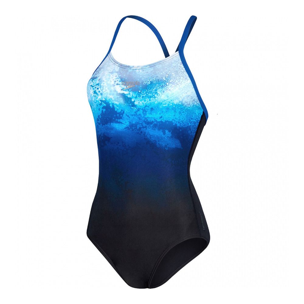 Speedo ECO+ PLACEMENT DIGITAL FIXED CROSSBACK - Maillot de bain 1 pièce Femme black/blue