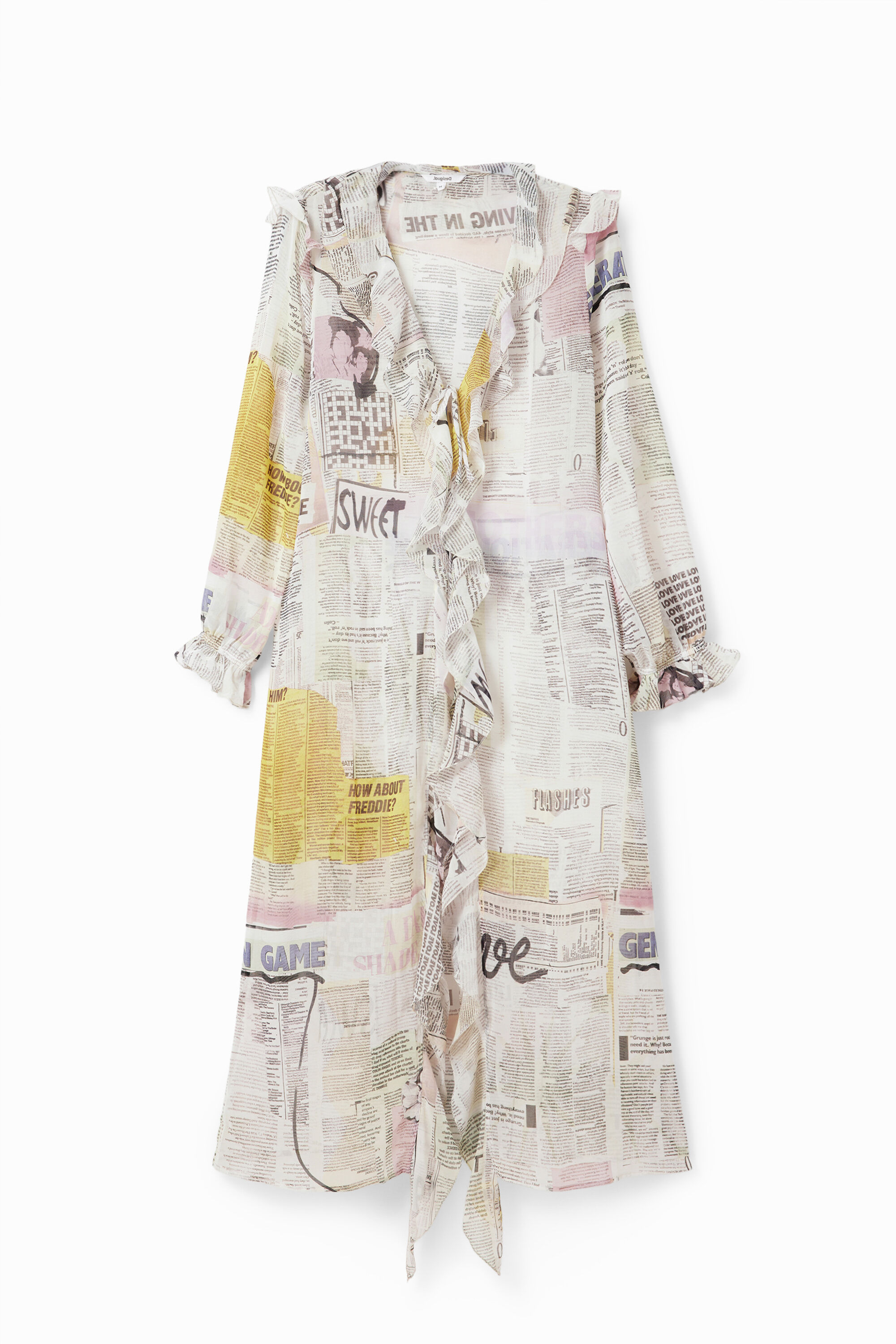 Blouse longue volants journal