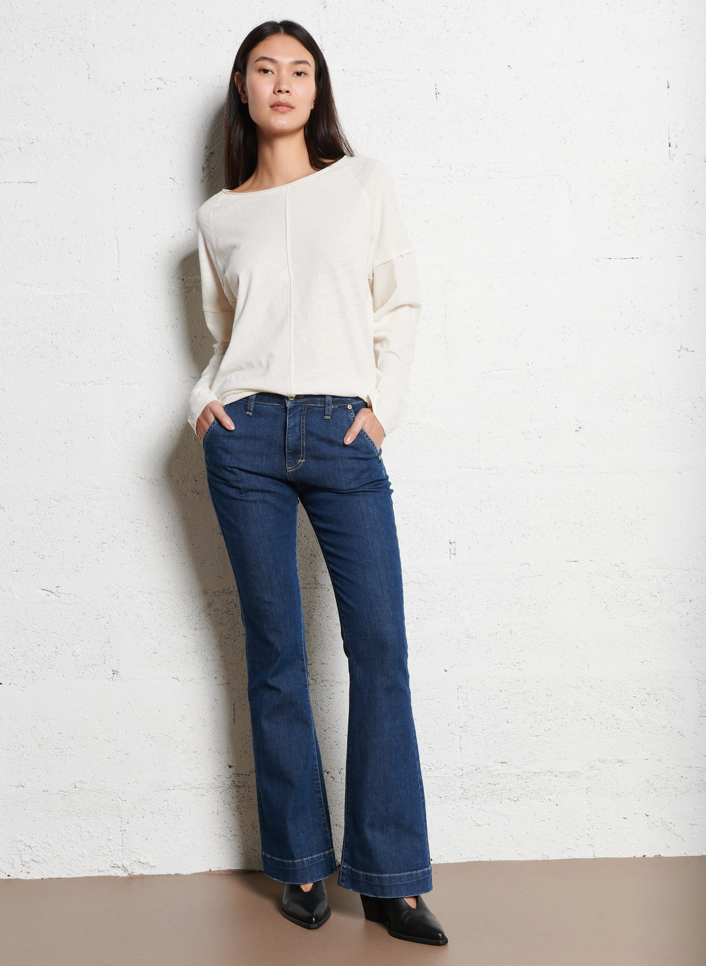 Jean boot-cut en coton | Bleu