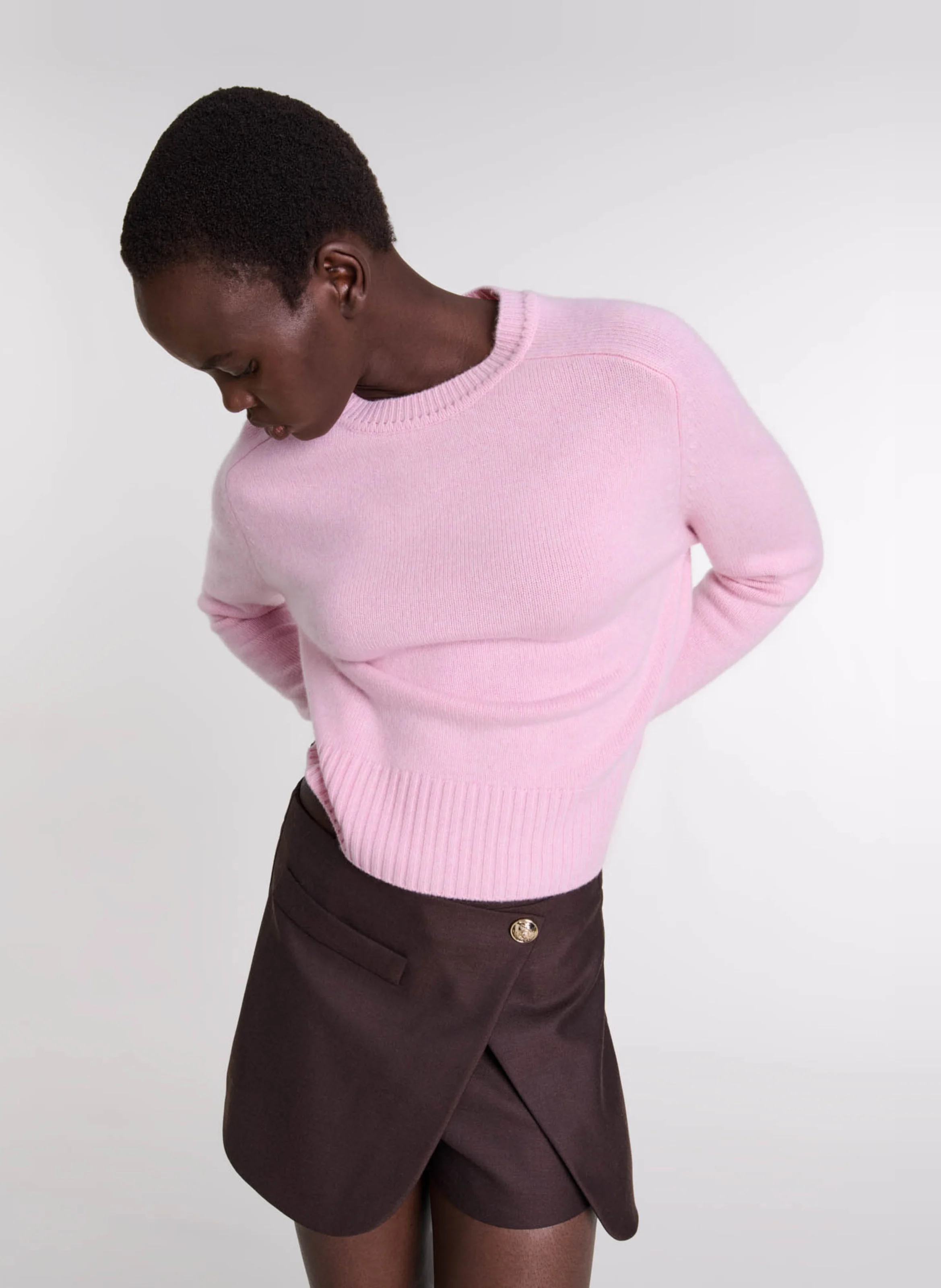 Pull col rond en cachemire mélangé | Rose