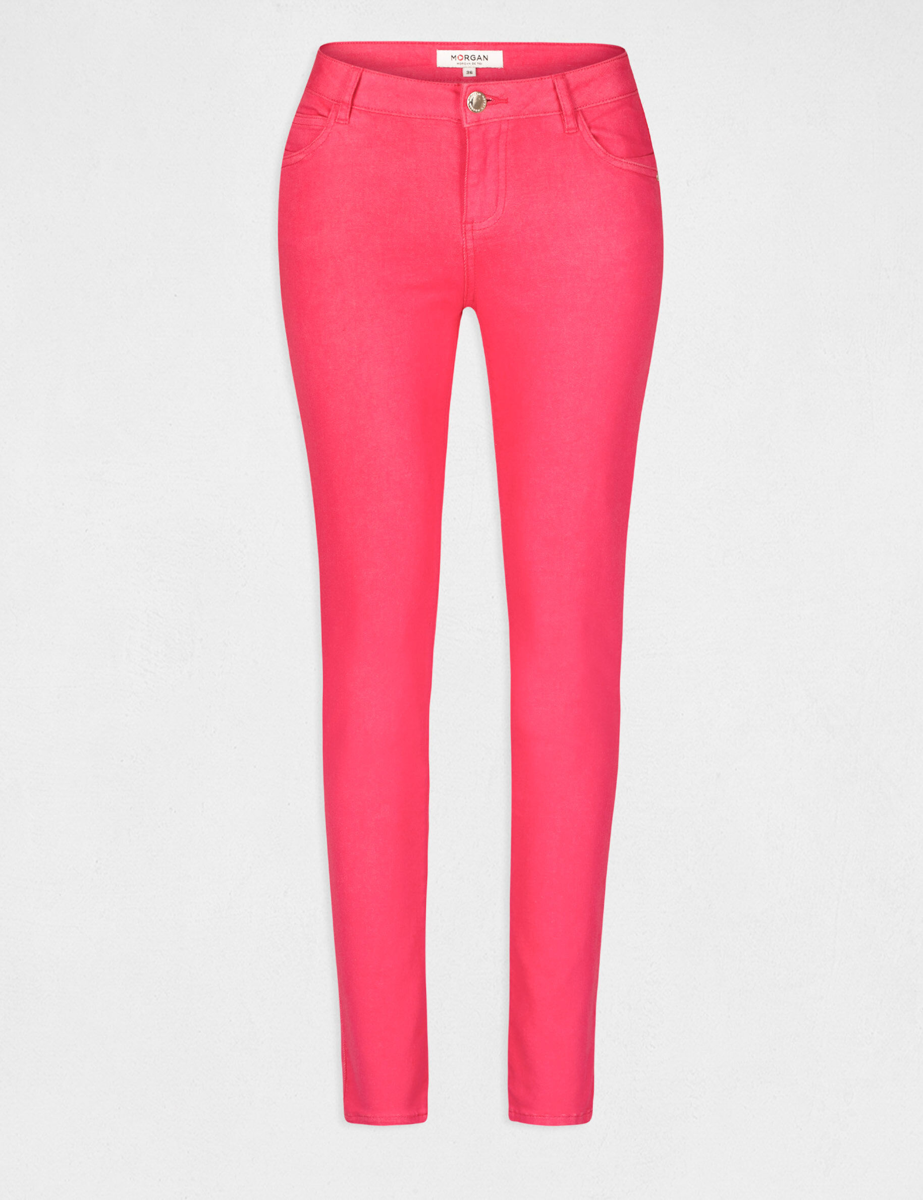Jeans skinny taille basse fuchsia femme - fuchsia