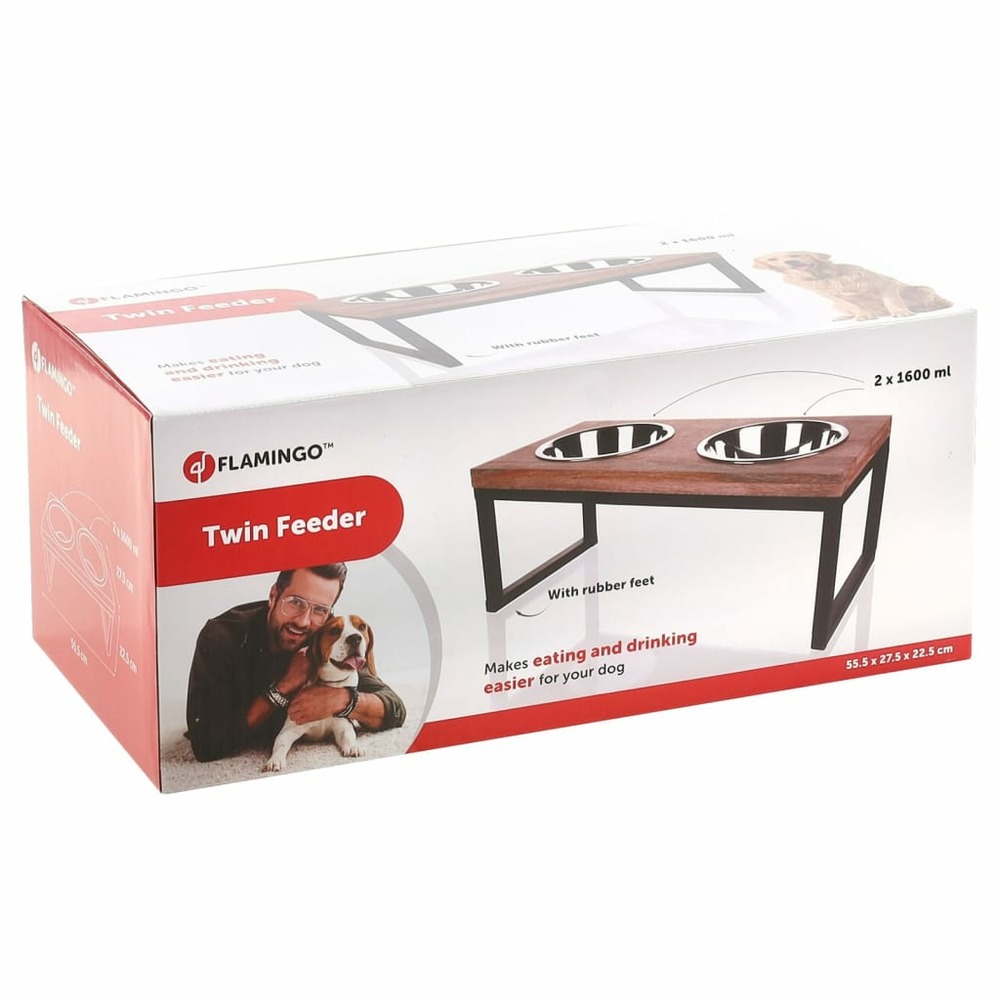 Bols à nourriture chien avec support tommy 2x1600 ml