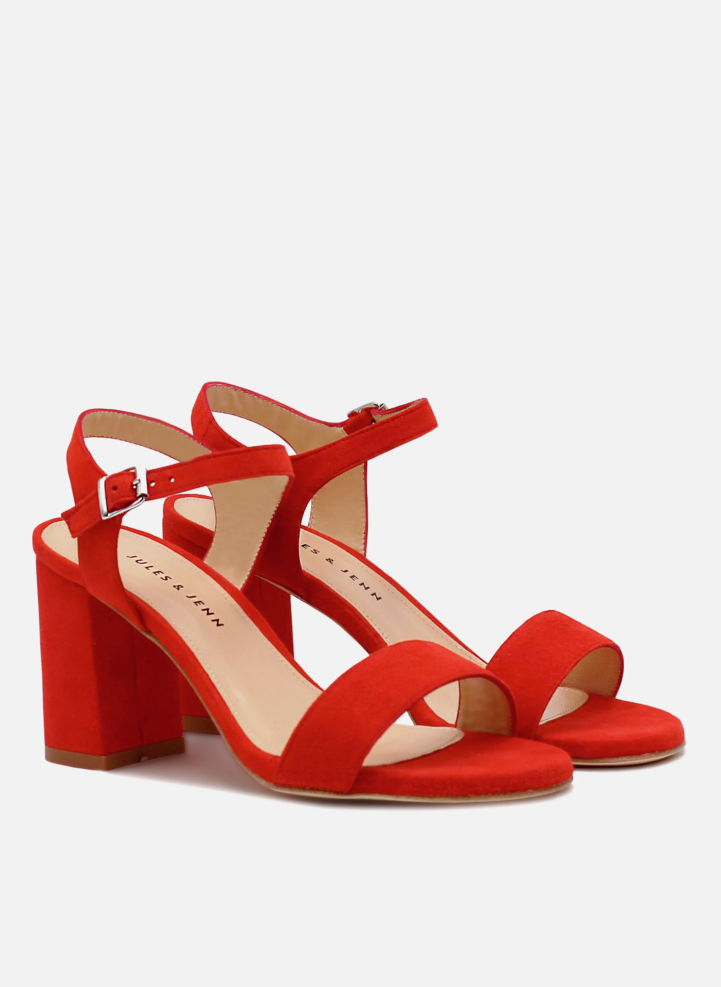 Sandales à talon cuir daim | Rouge