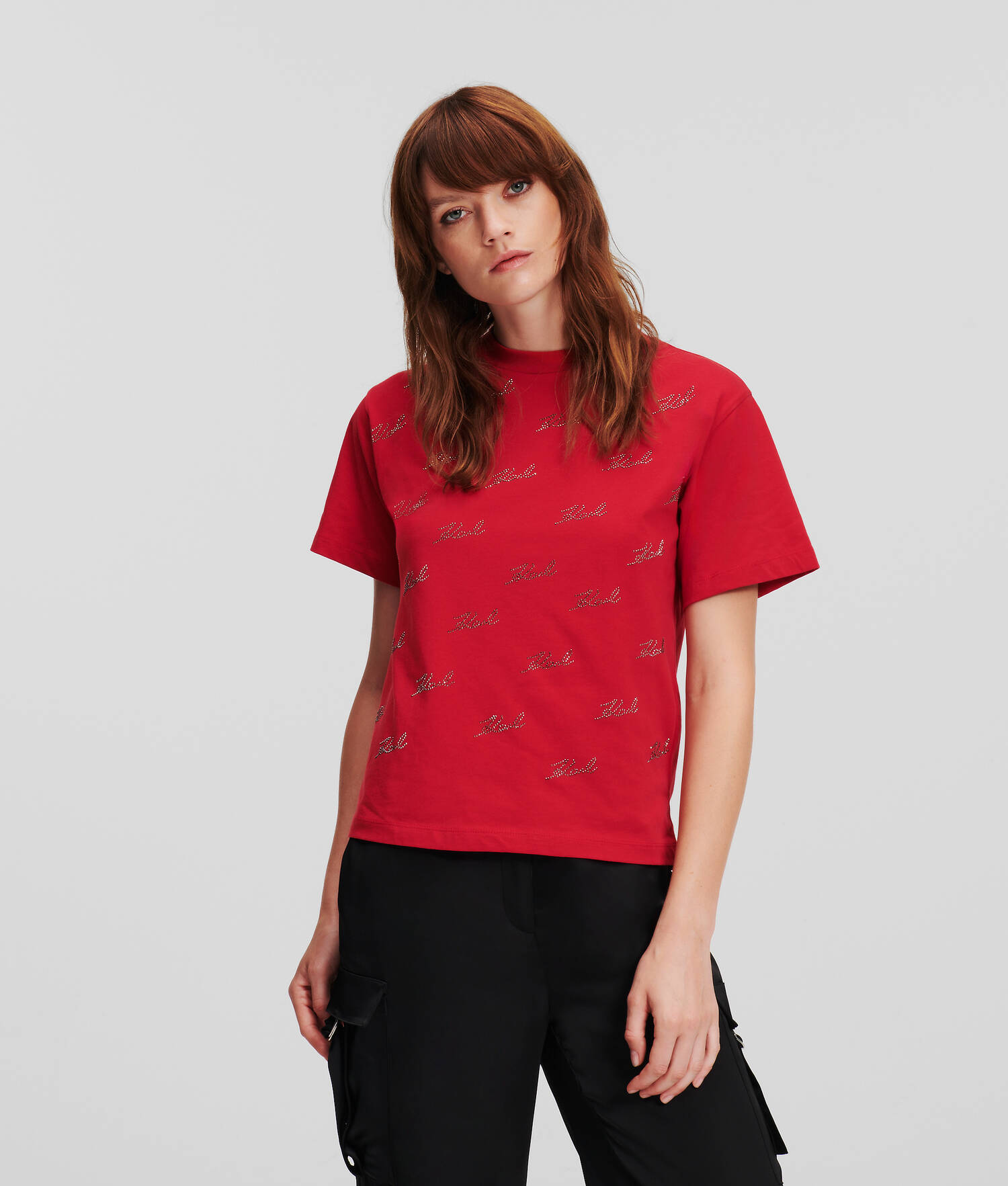 T-SHIRT SIGNATURE KARL À STRASS