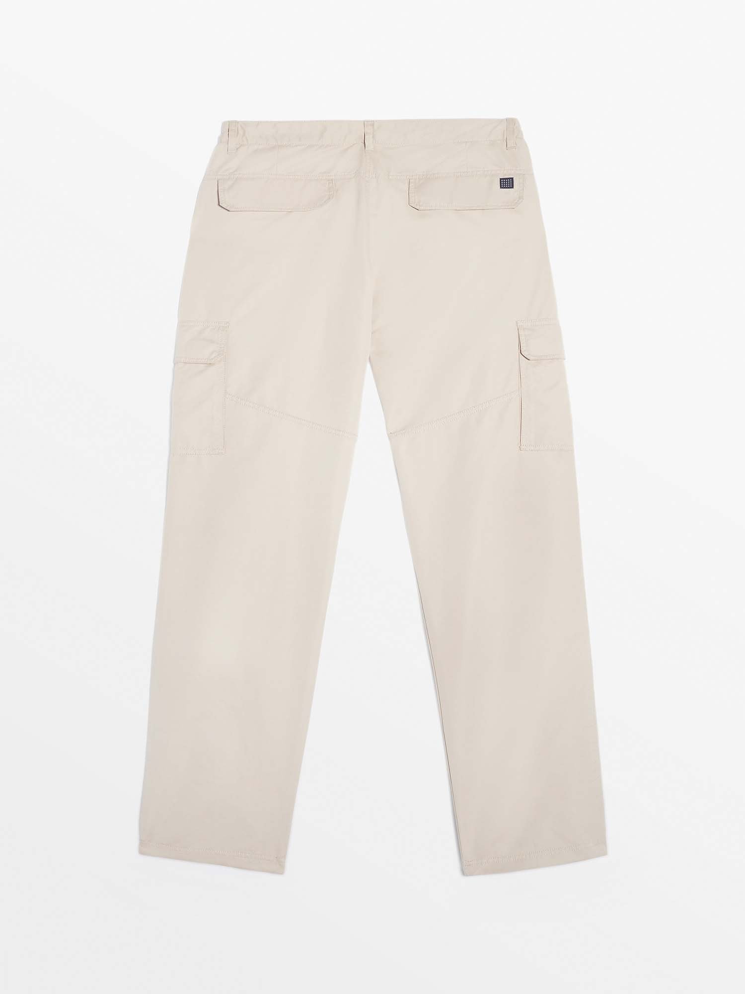 Pantalon Homme Cargo Ceinture Elastiquée Beige