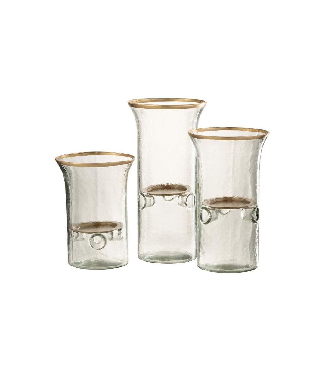 Paris Prix - Lot De 3 Photophores Design bord 30cm Transparent