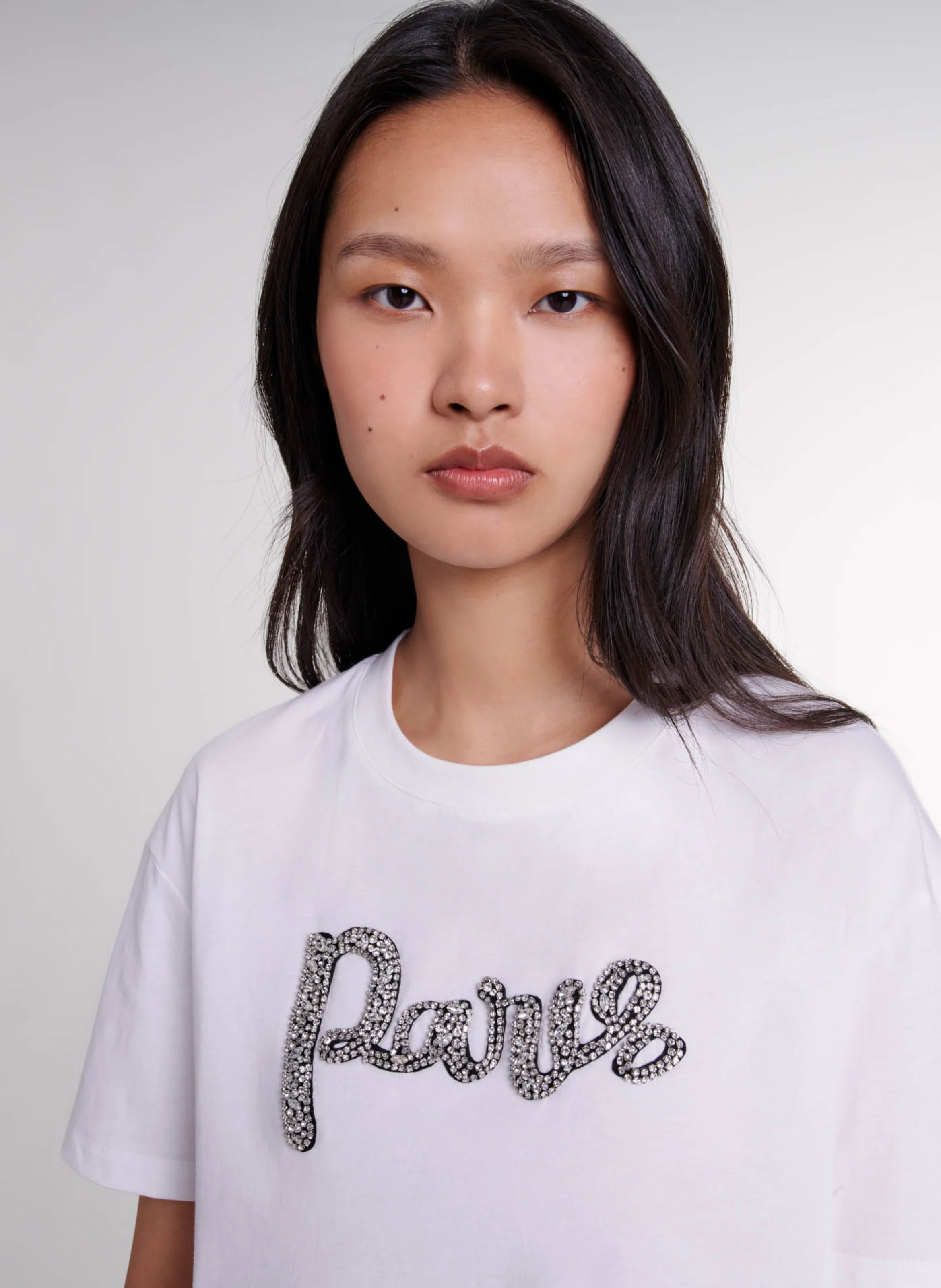 Tee-shirt droit col rond en coton | Blanc