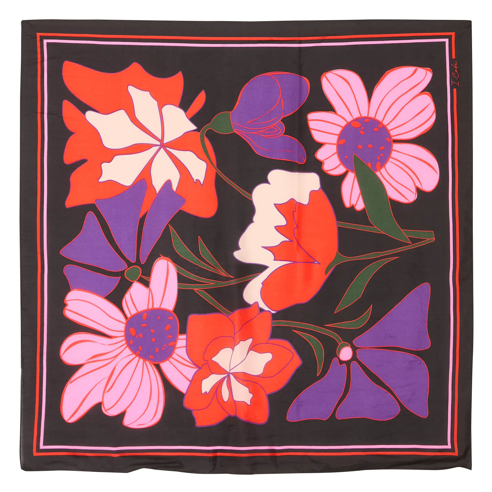 Foulard imprimé en soie | Rose