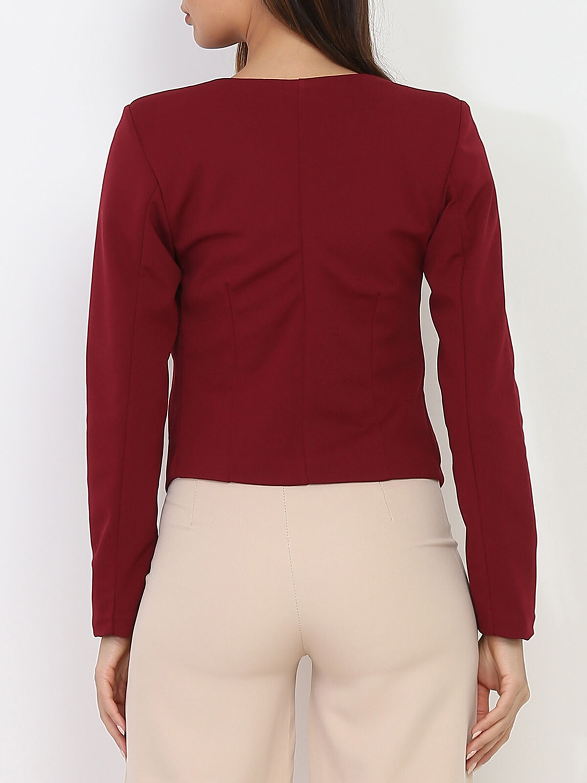 Veste courte sans col- Bordeaux