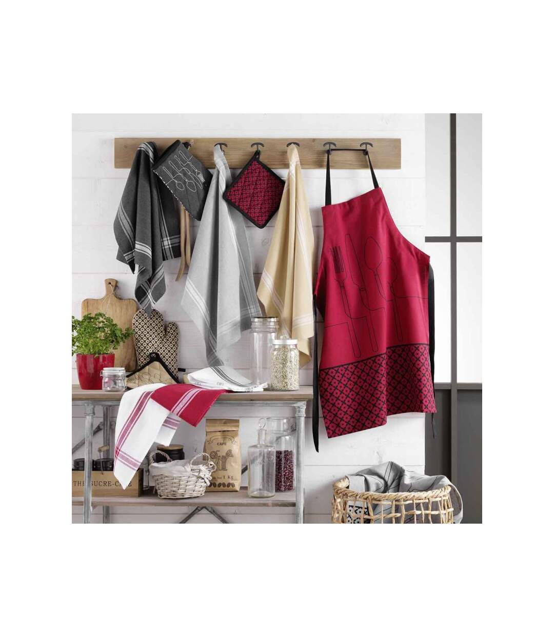 Tablier en Coton Recyclé Cuisiline 84cm Beige