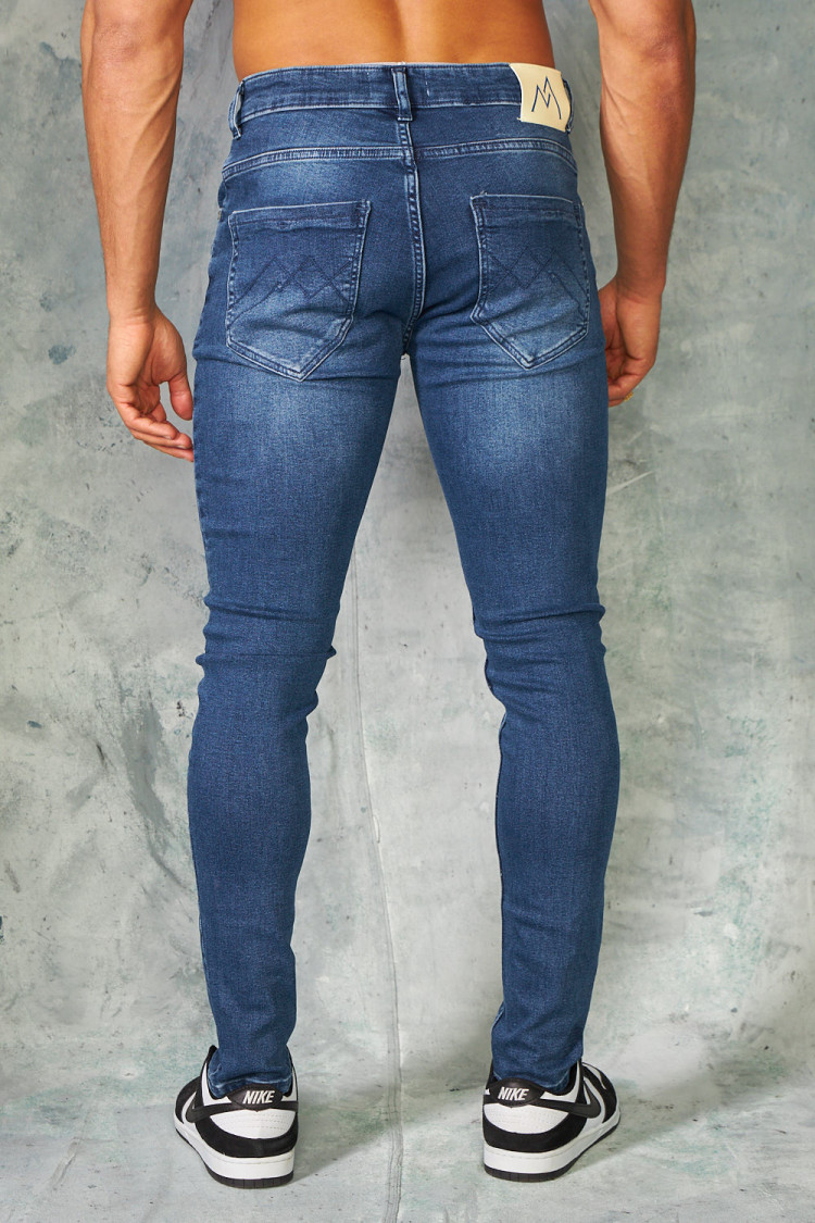 Jeans skinny bleu foncé griffé