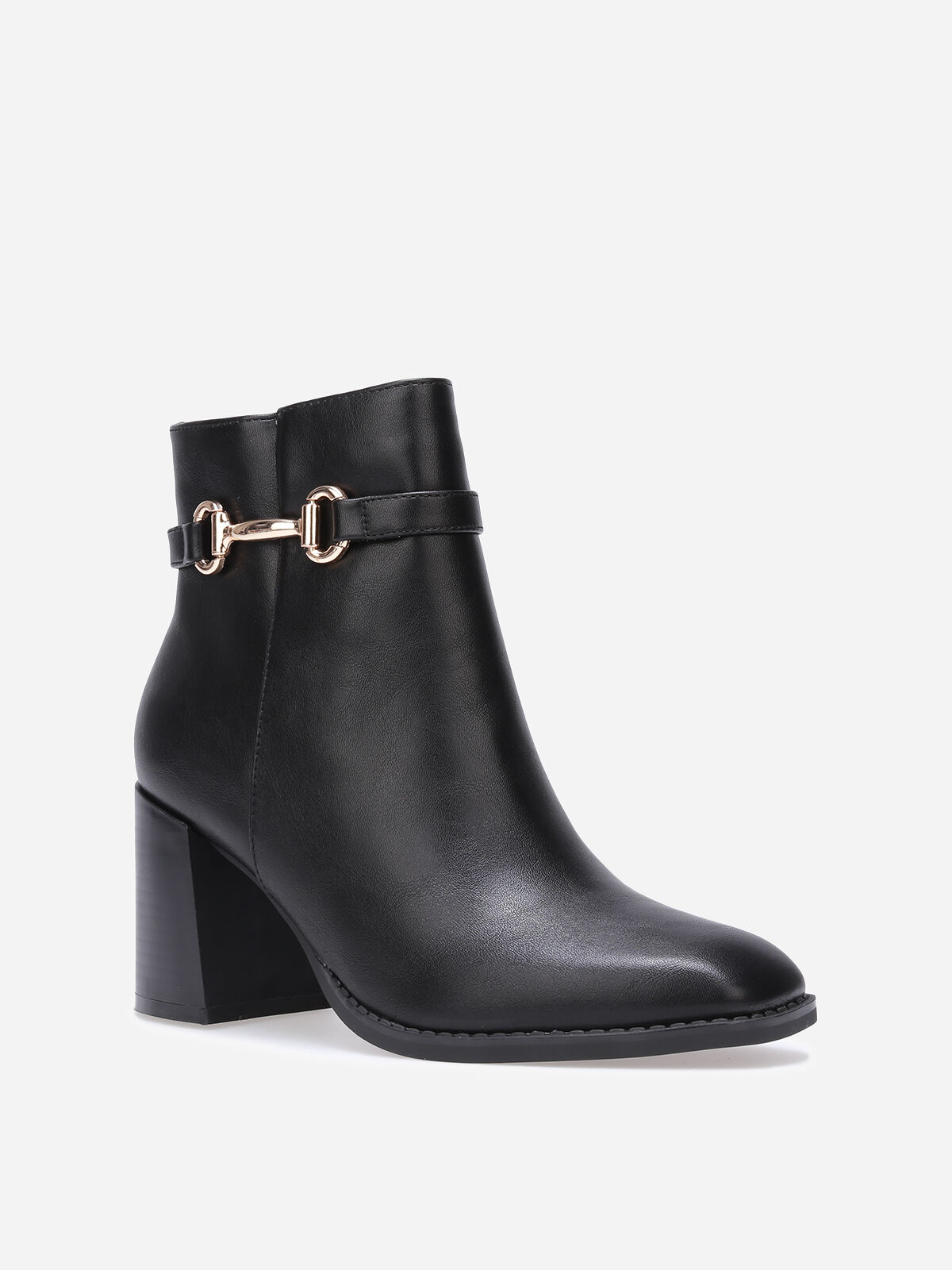 Bottines en simili à mors doré- Noir