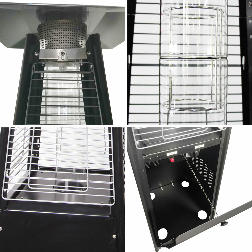 Parasol chauffant gaz stockholm 13kw acier noir + housse de protection