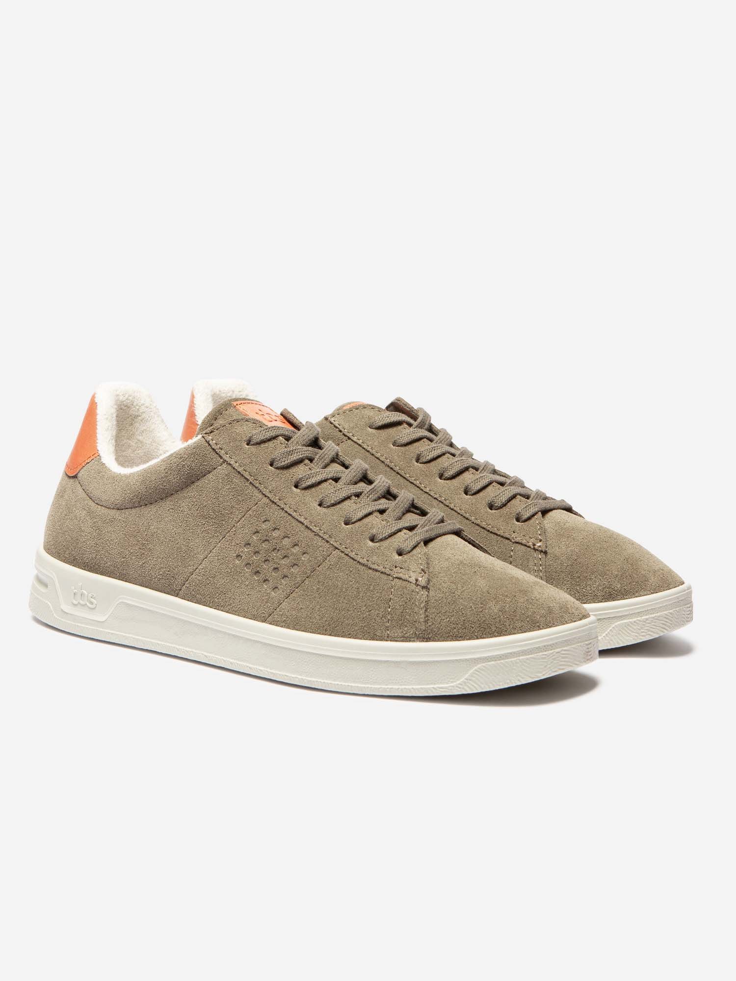 Baskets Homme Fabriquées En France Cuir Velours Kaki