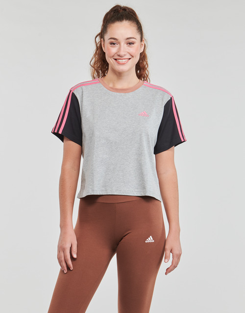 Adidas Sportswear - 3S CR TOP - Gris / Noir / Rose