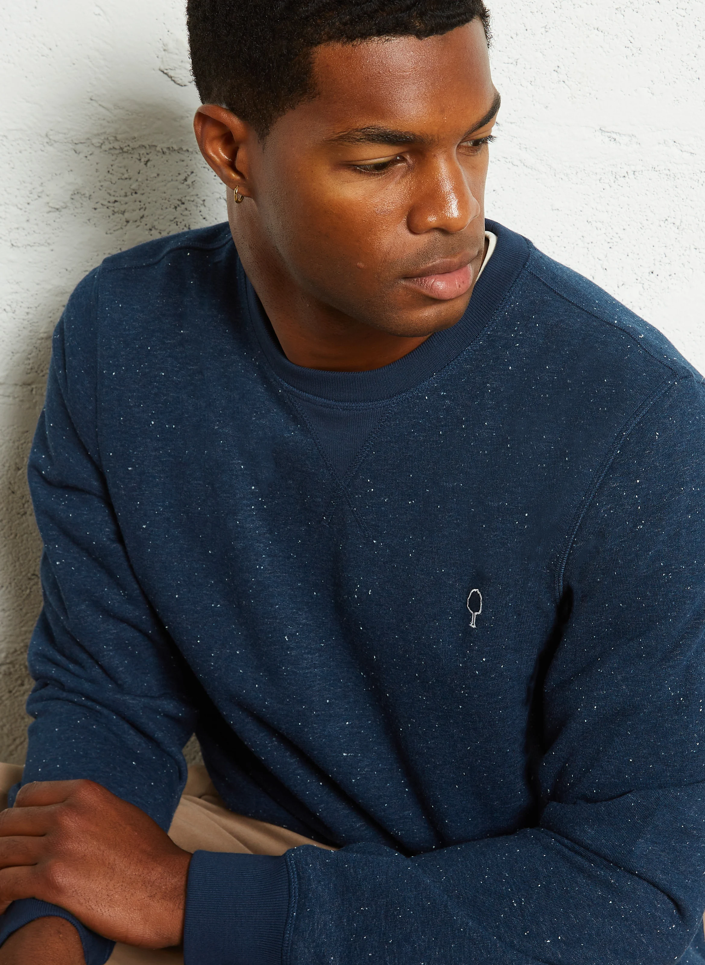 DONON - Sweat col rond chiné regular-fit | Bleu