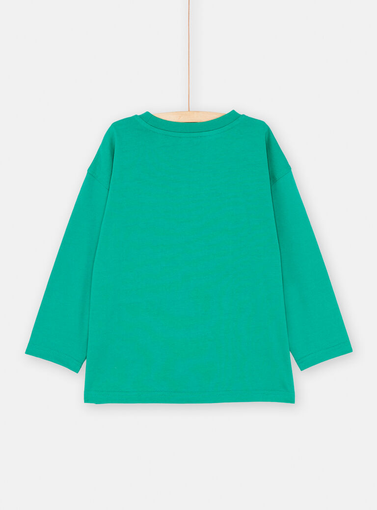 T-shirt vert avec diplodocus avec sequins pour garçon