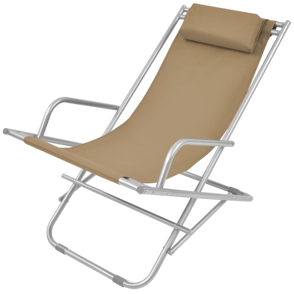 Chaises inclinables de terrasse 2 pièces acier taupe