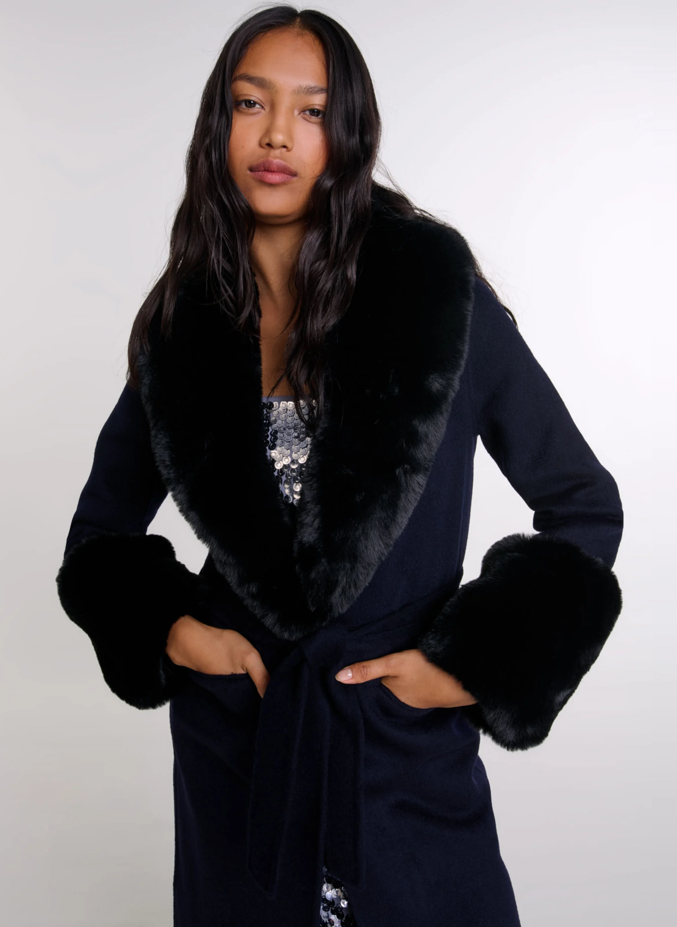 Manteau long double face | Bleu