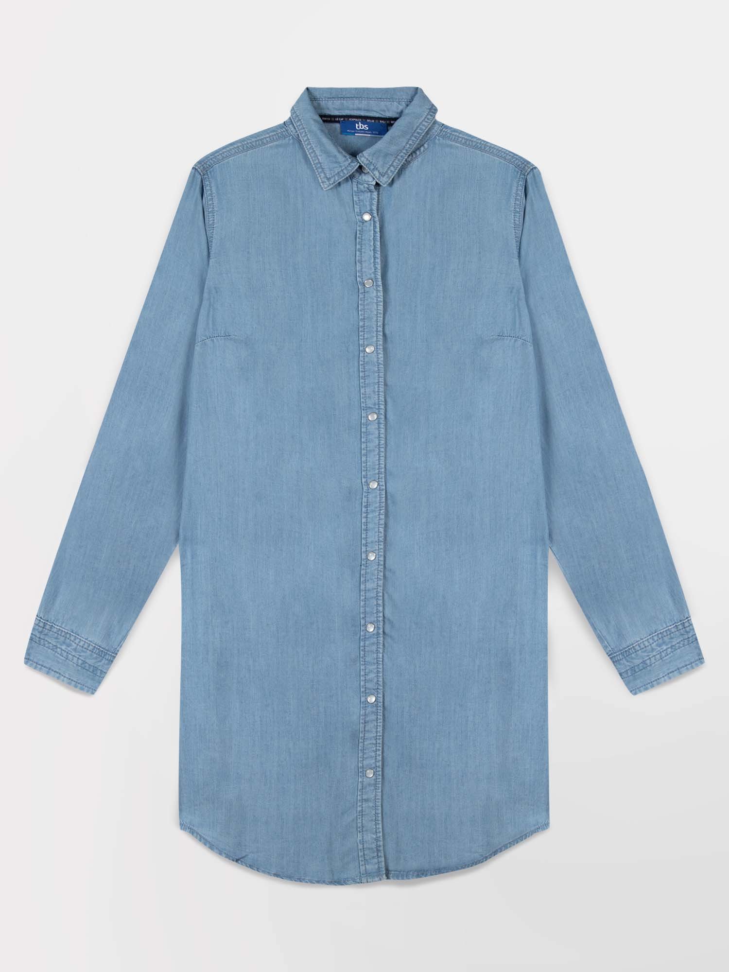Robe Chemisier Femme Fluide Lyocell Bleu