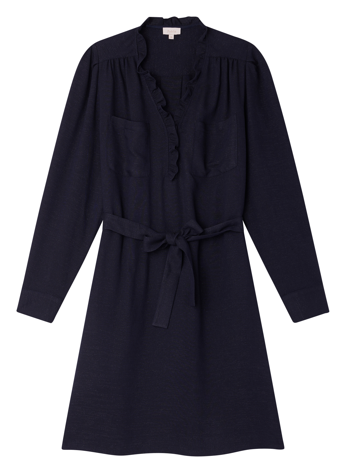 SONIA - Robe courte à volants et fronces | Bleu