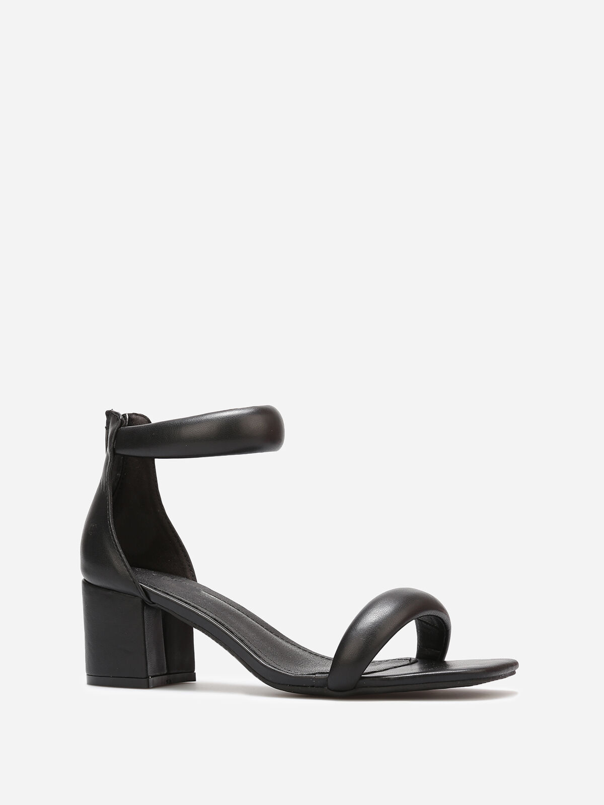 Sandales à brides matelassées et zip- Noir