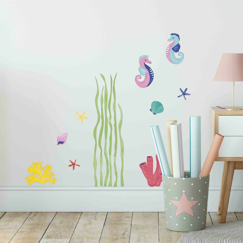 Sticker mural - hyppocampes et vie sous-marine