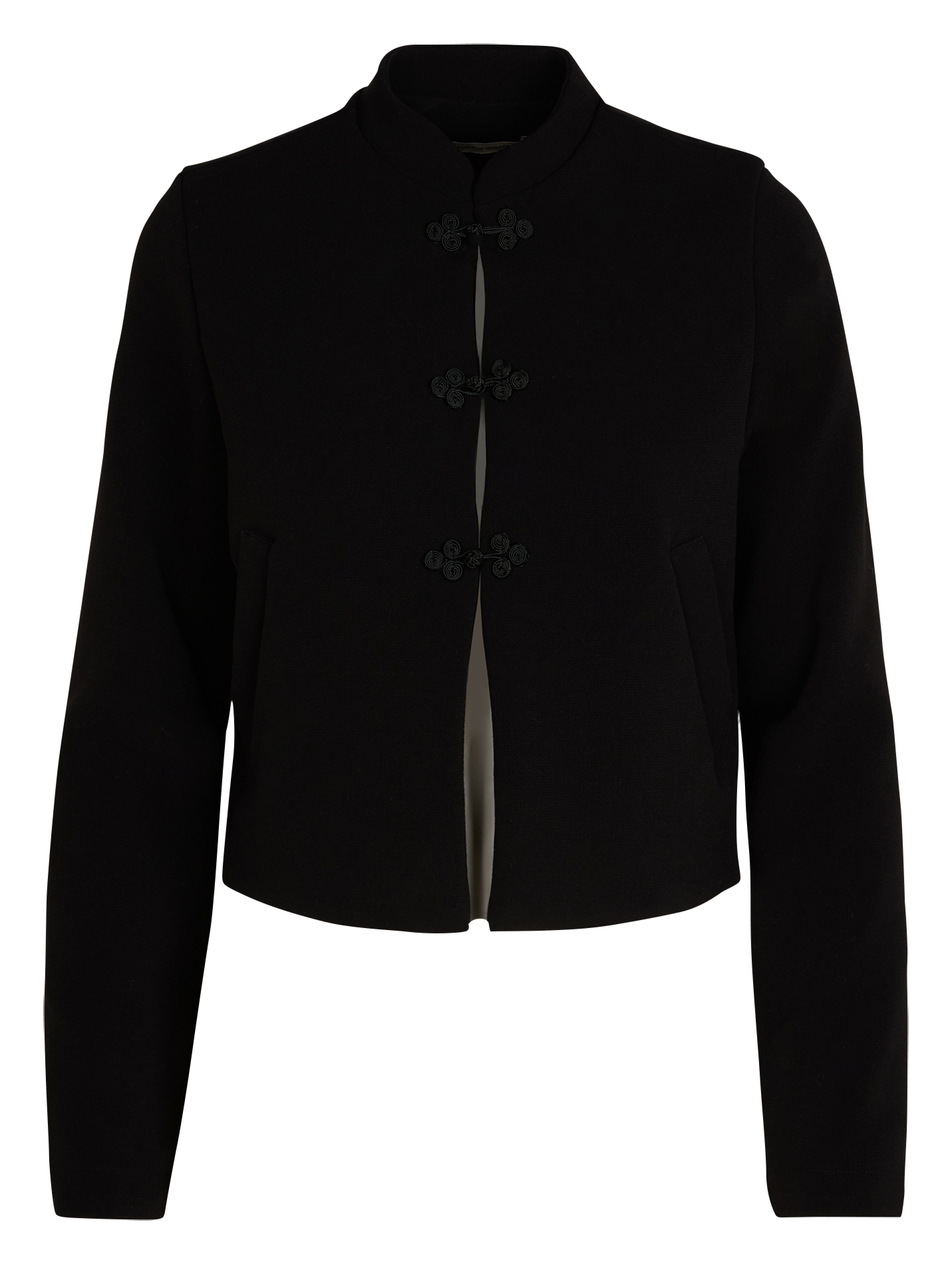 Veste courte droite col mao | Noir