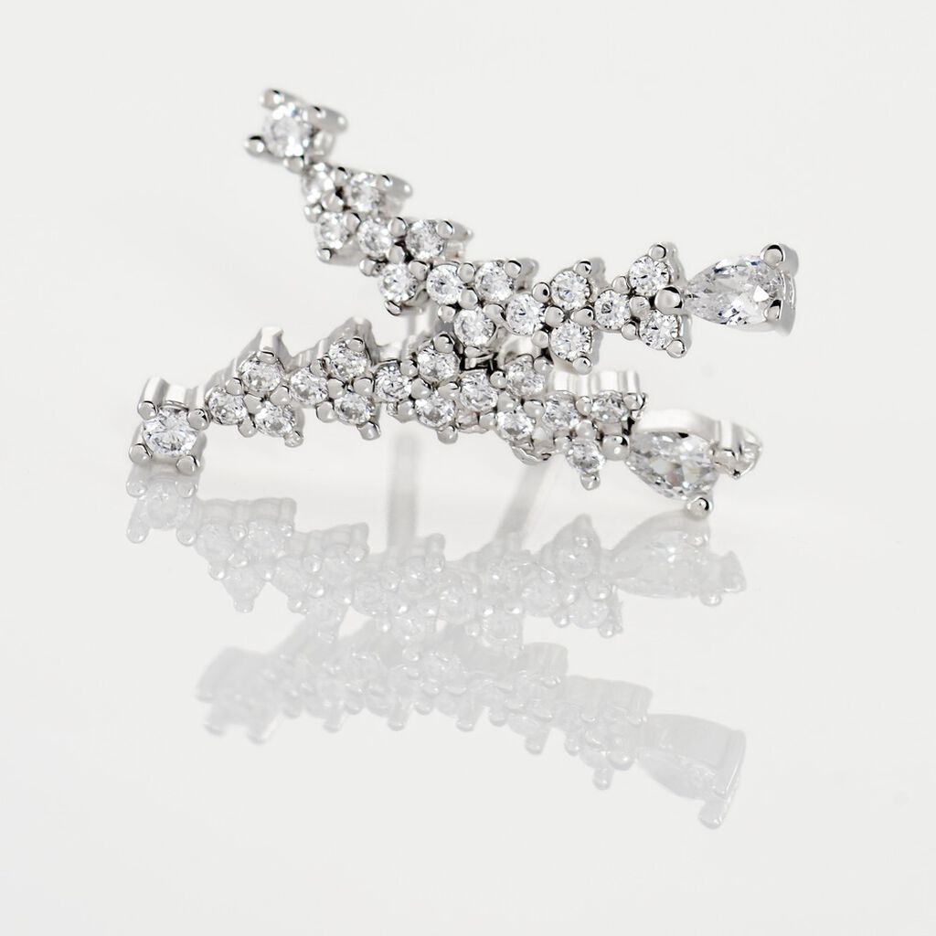 Boucles D'oreilles Puces Argent Blanc Rê Oxydes De Zirconium