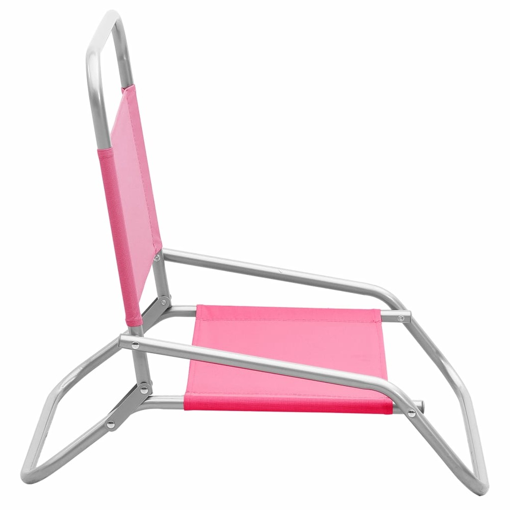 Chaises de plage pliables 2 pcs rose tissu