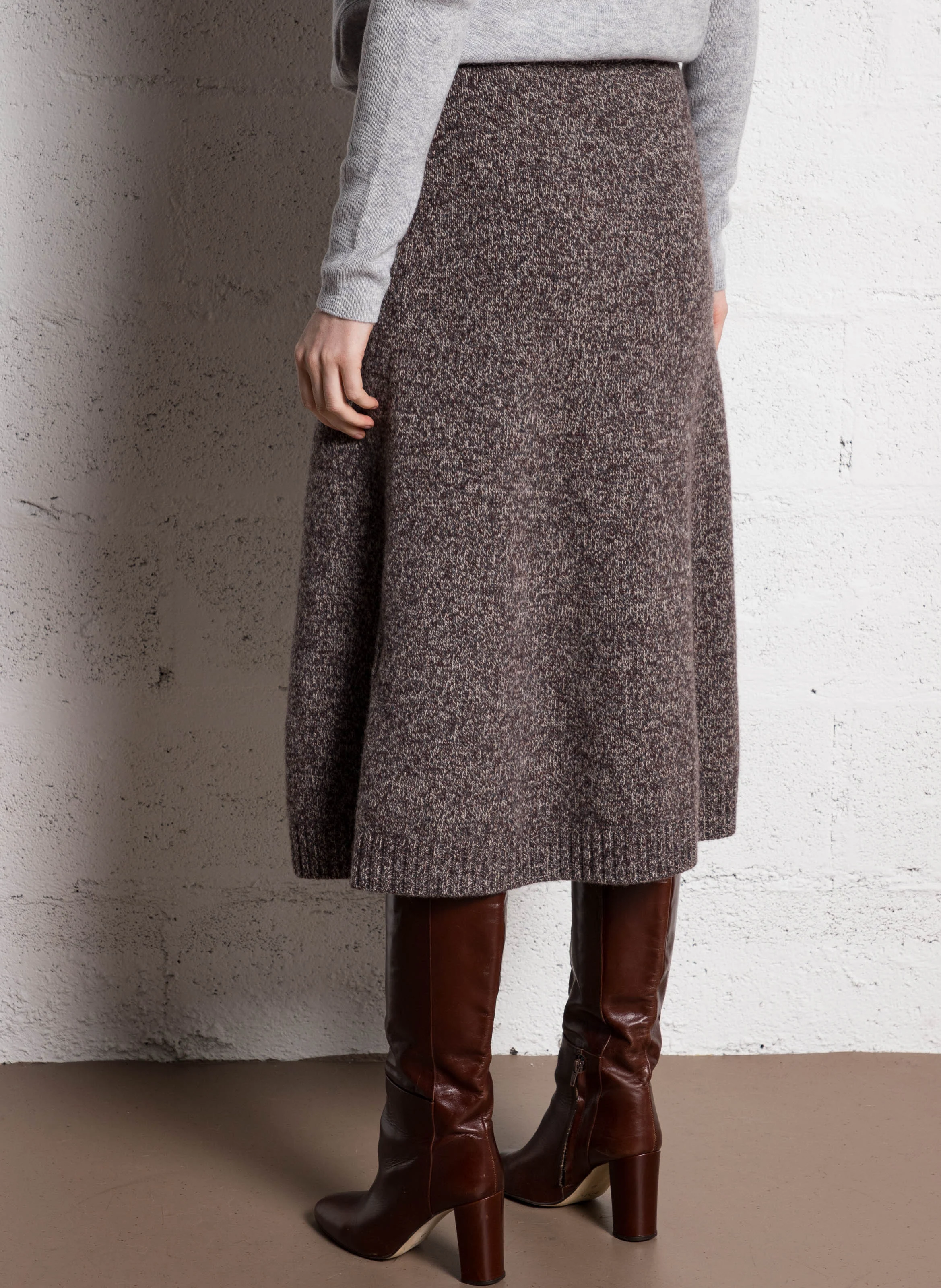 PIEGA - Jupe midi en laine | Marron