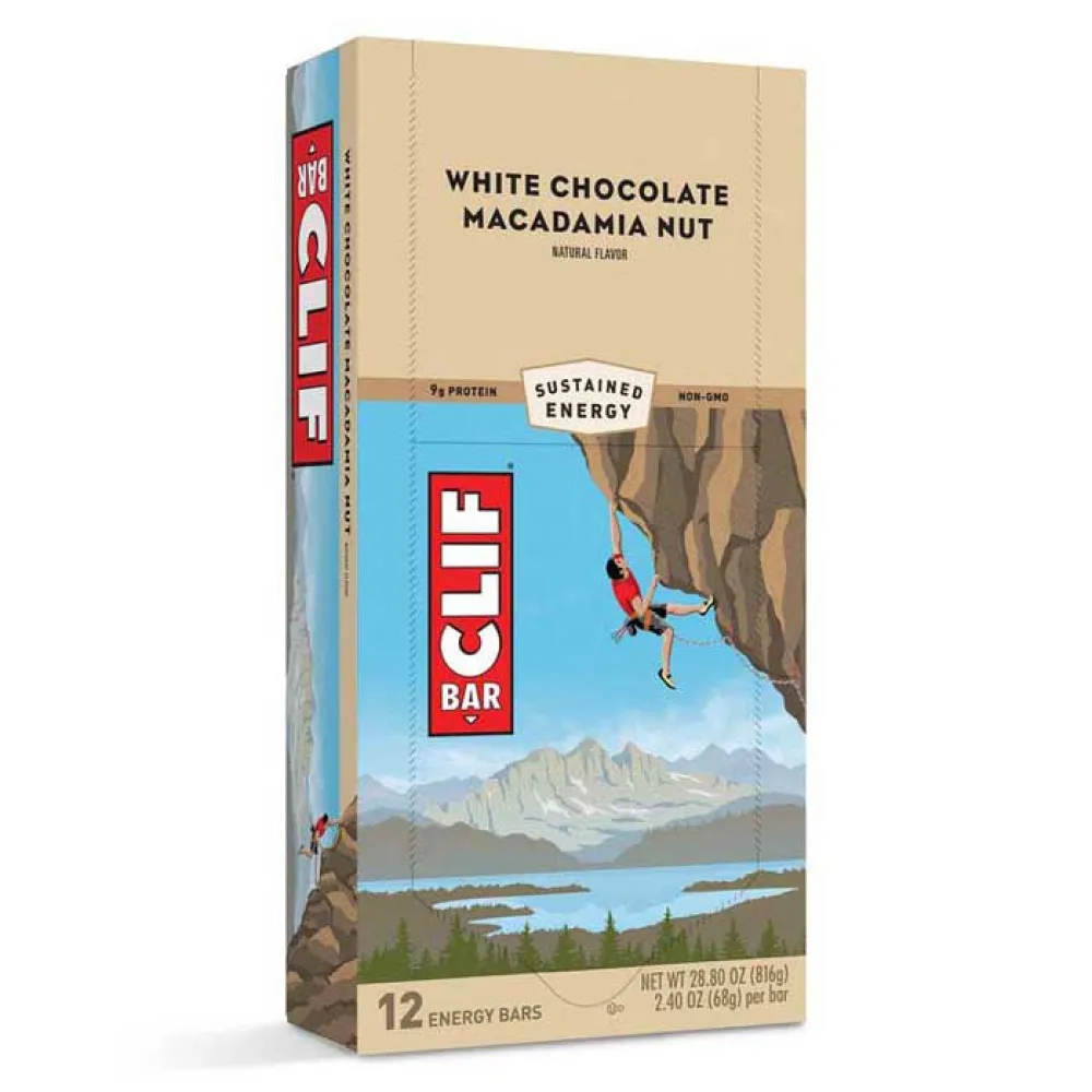 Clif Proteinriegelbox Weiße Schokolade und Macadamianüsse 68g 12 einheiten