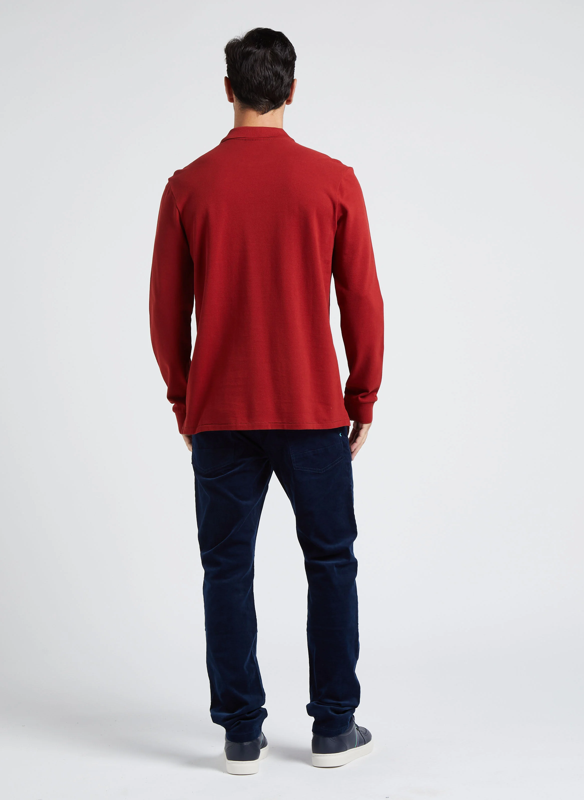 Pantalon slim-fit en velours de coton côtelé| Bleu