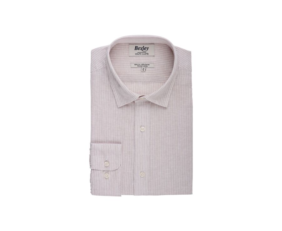 Chemise coton et lin  et liseré Blanc - EDIBERT