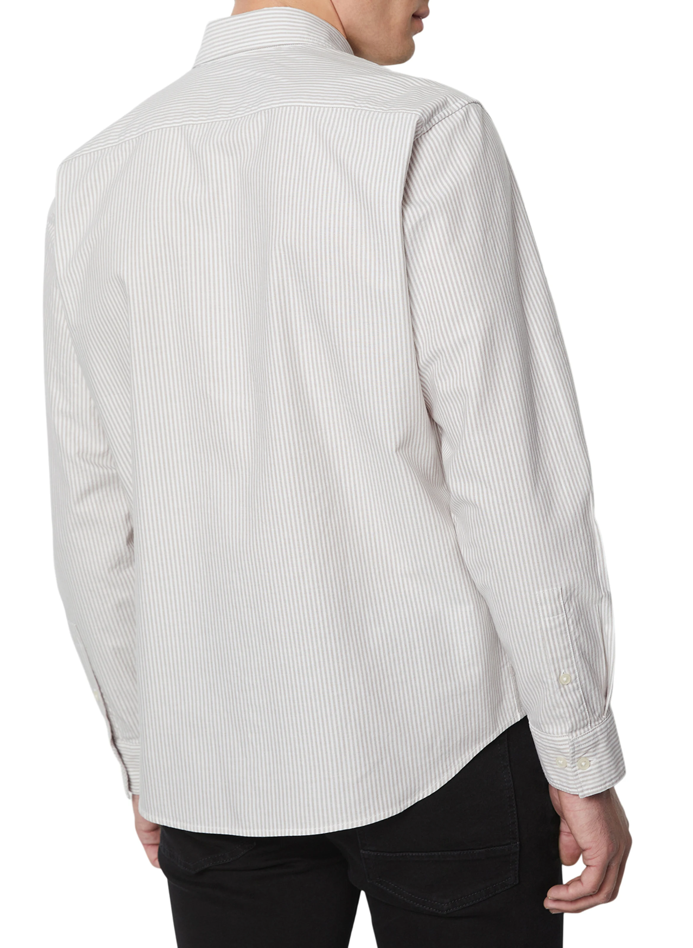 Chemise col classique rayée en coton bio | Beige