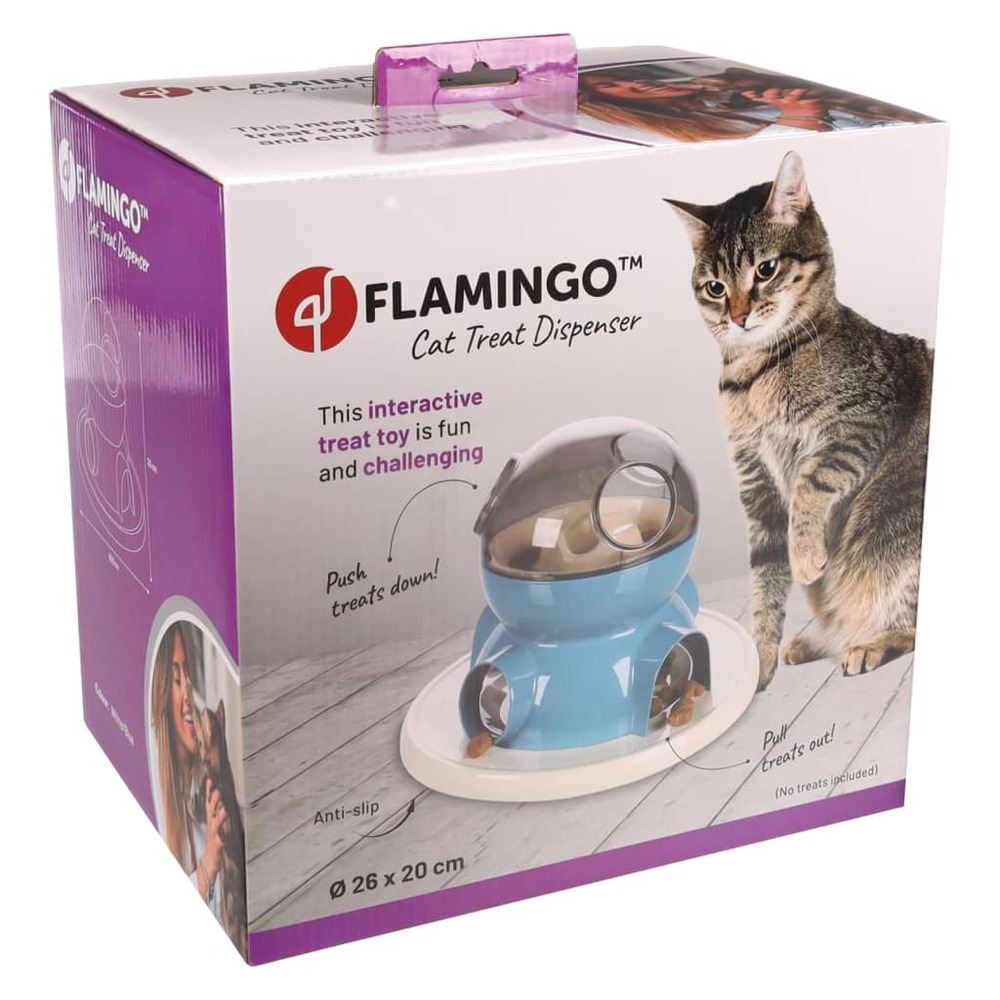 Distributeur de friandises pour chats diso blanc et bleu