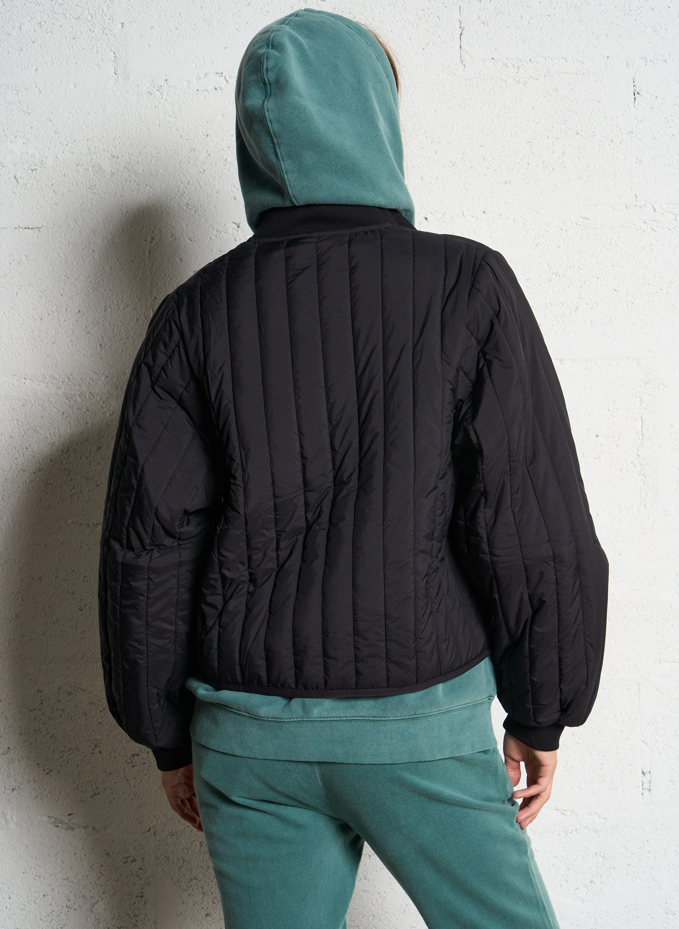 BANJA - Veste droite col teddy matelassée | Noir