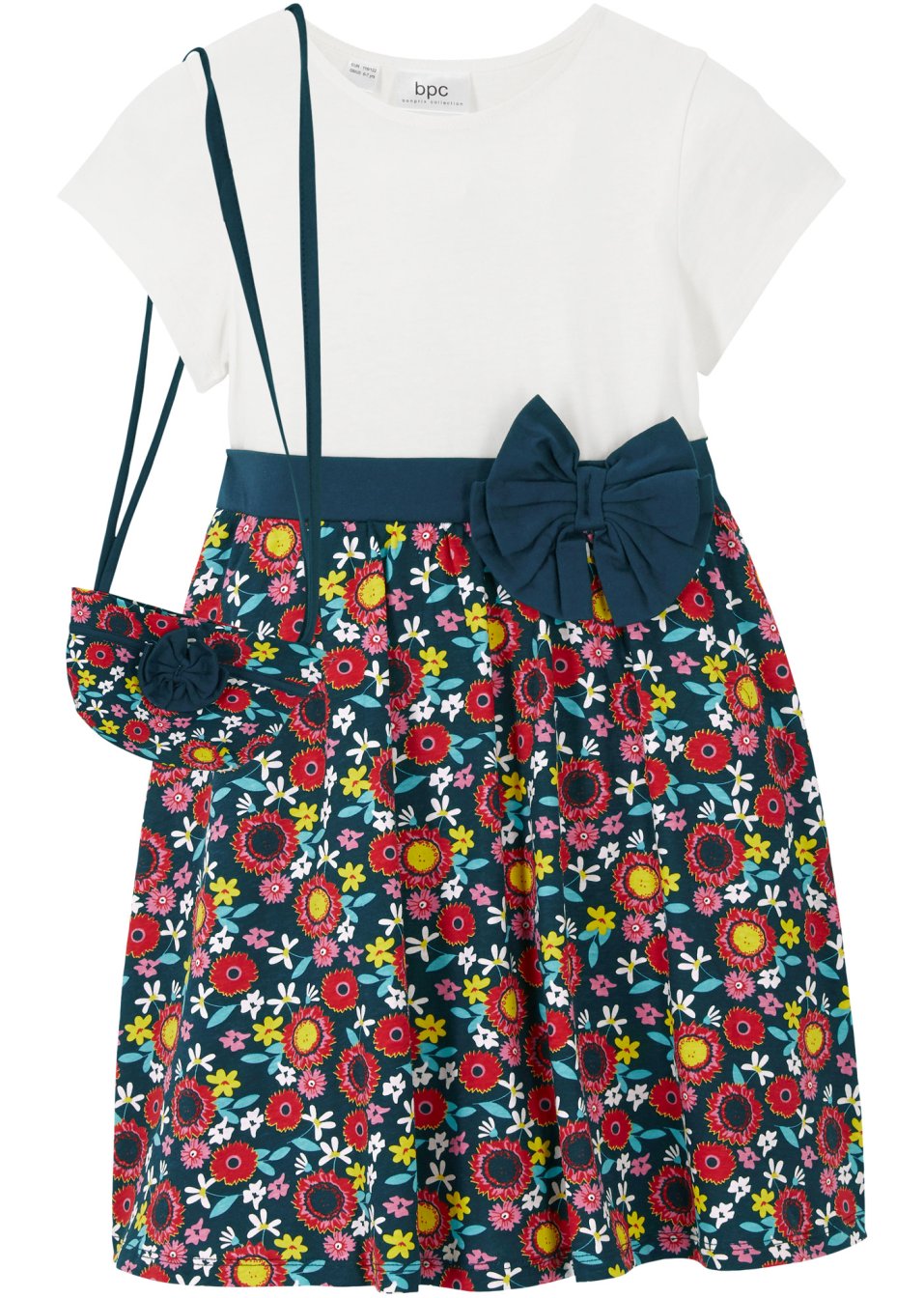 Robe T-shirt fille + sac (Ens. 2 pces.) en coton